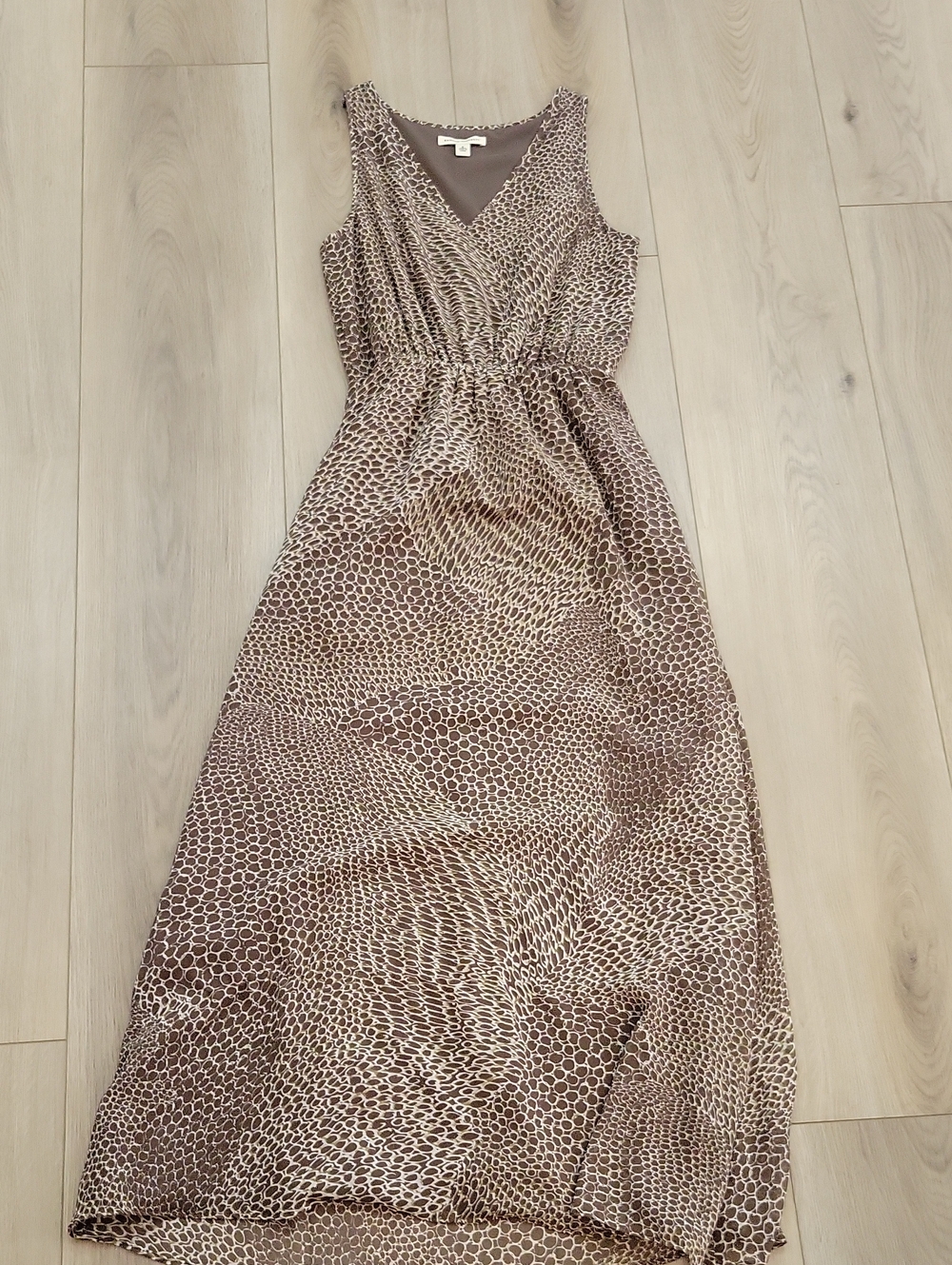 Banana Republic Brown Printed V-Neck Maxi Dress
